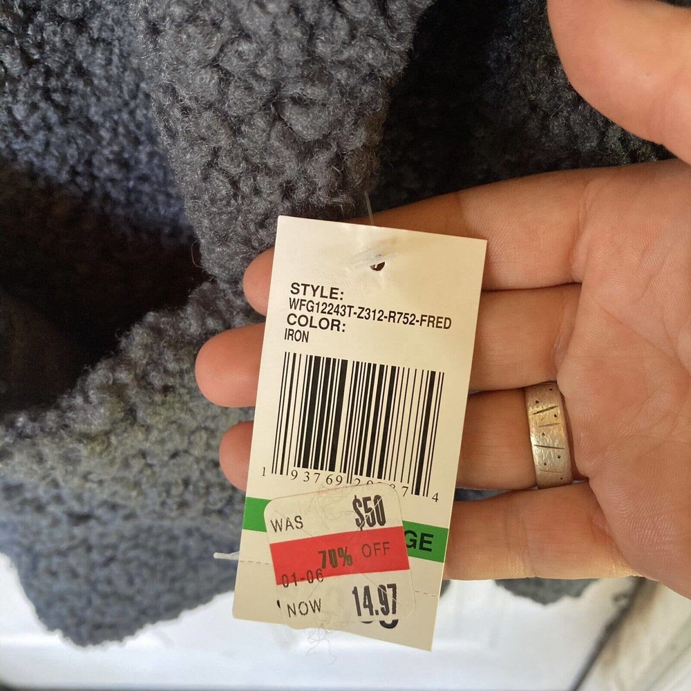 Wallflower Womens Sz L Fuzzy Jacket Iron Gray Long Sleeve Button Up Pockets New - Picture 3 of 8